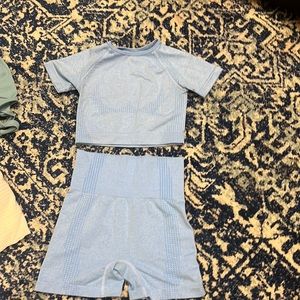 Workout set shirt and biker shorts